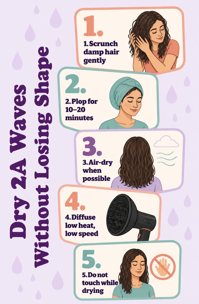 Information graphic about drying 2A waves without losing shape