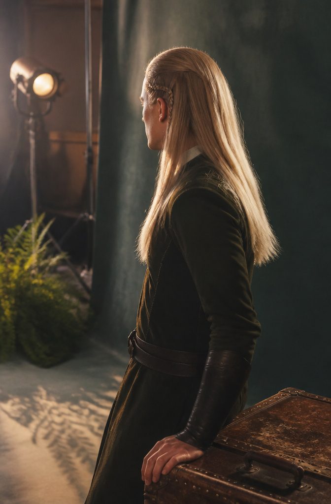 Blond male model with long hair and a small temple braid