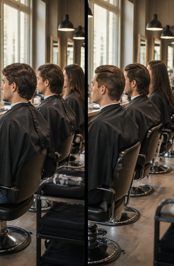 Short medium and long flow haircuts shown with varying lengths and side shapes