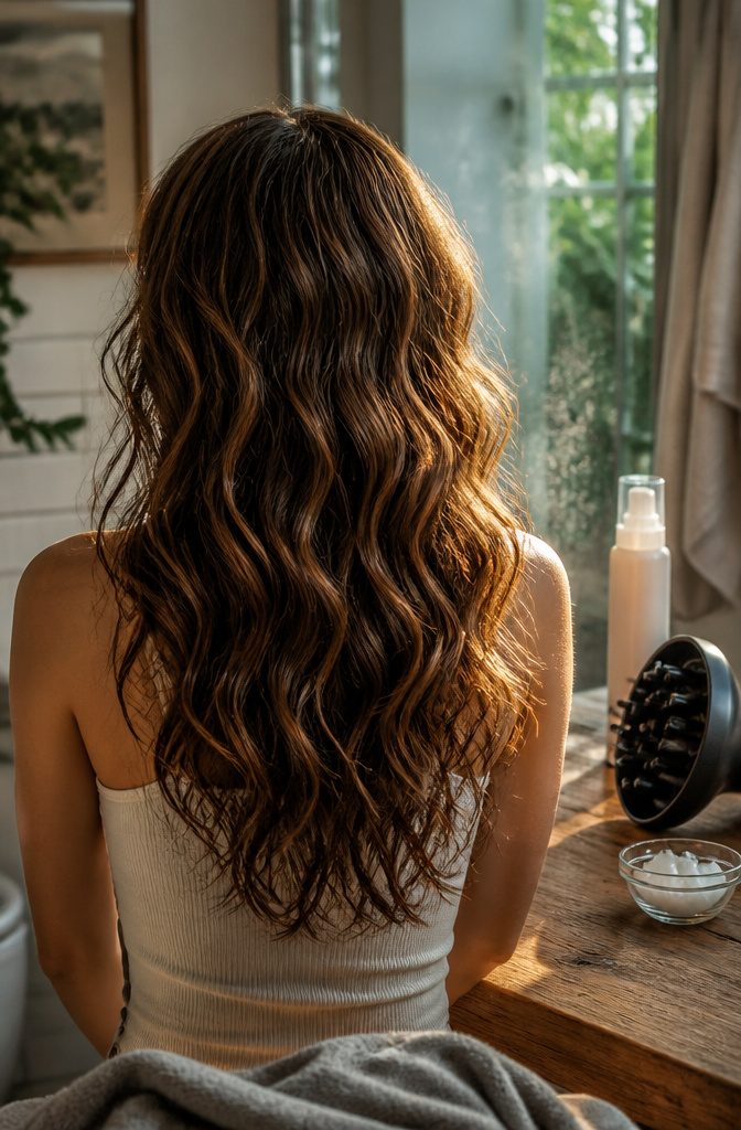 Wavy hair with visible S-shaped bends through the lengths