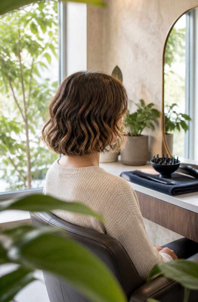 Short bob with loose soft waves around the face