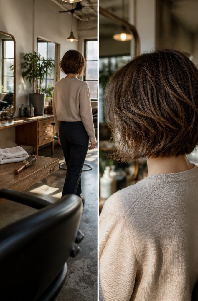 Short haircut with soft textured layers and natural movement