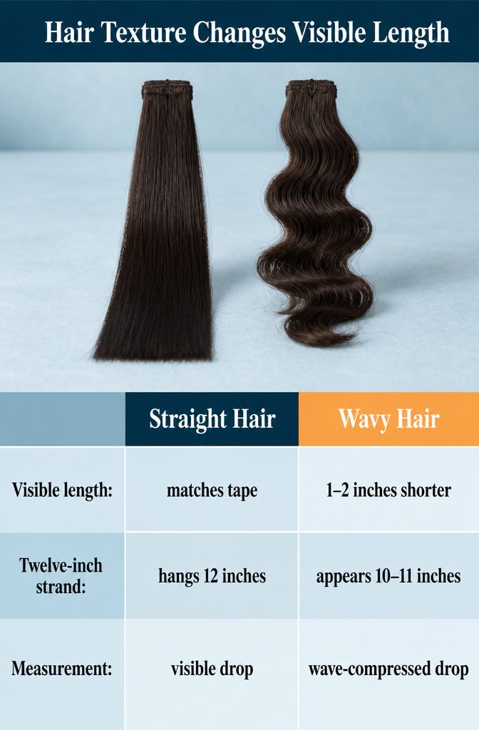 Hair texture comparison showing straight wavy and tightly curled strands