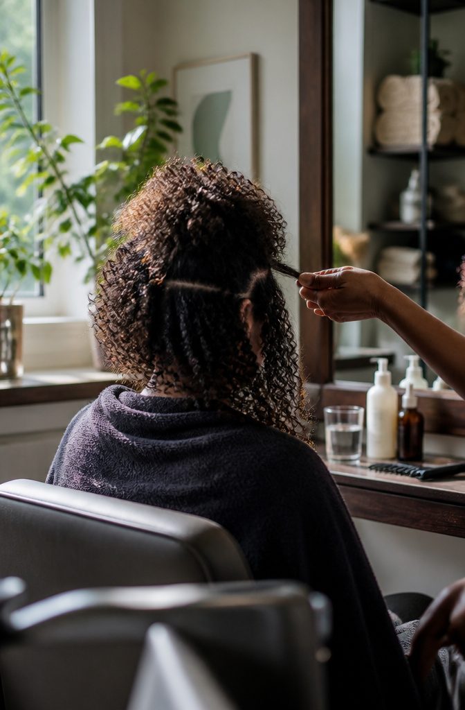 Natural hair with loose curls tighter spirals and varied coil patterns