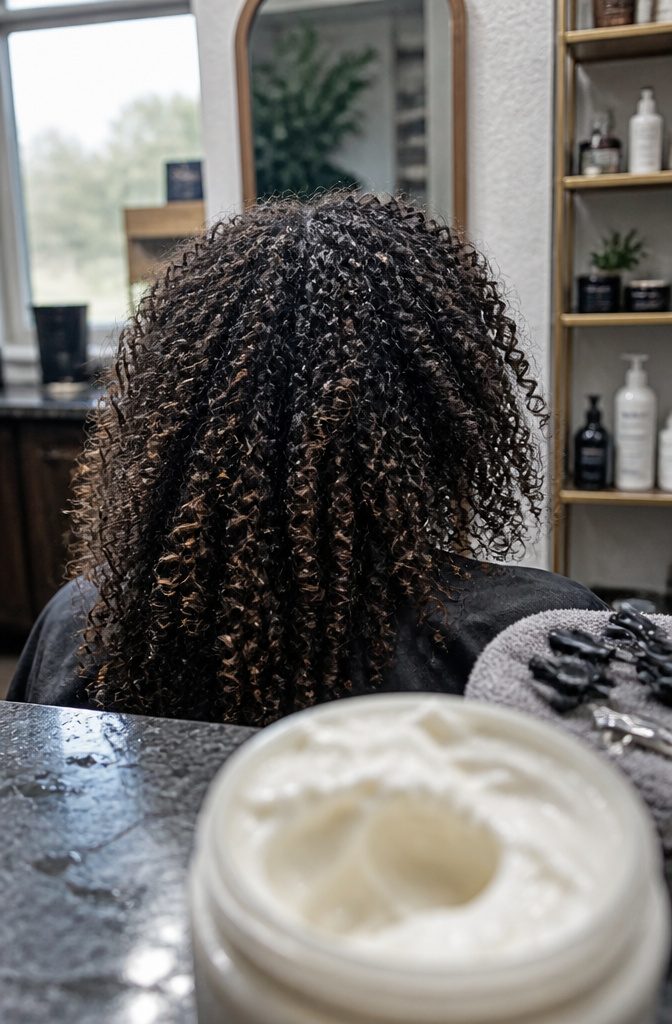 Mixed curls transitioning from compact coils to looser spirals across one head