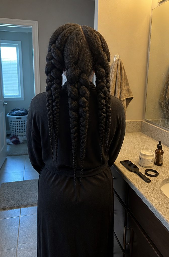 Full dark hair covering the scalp with dense overlapping strands