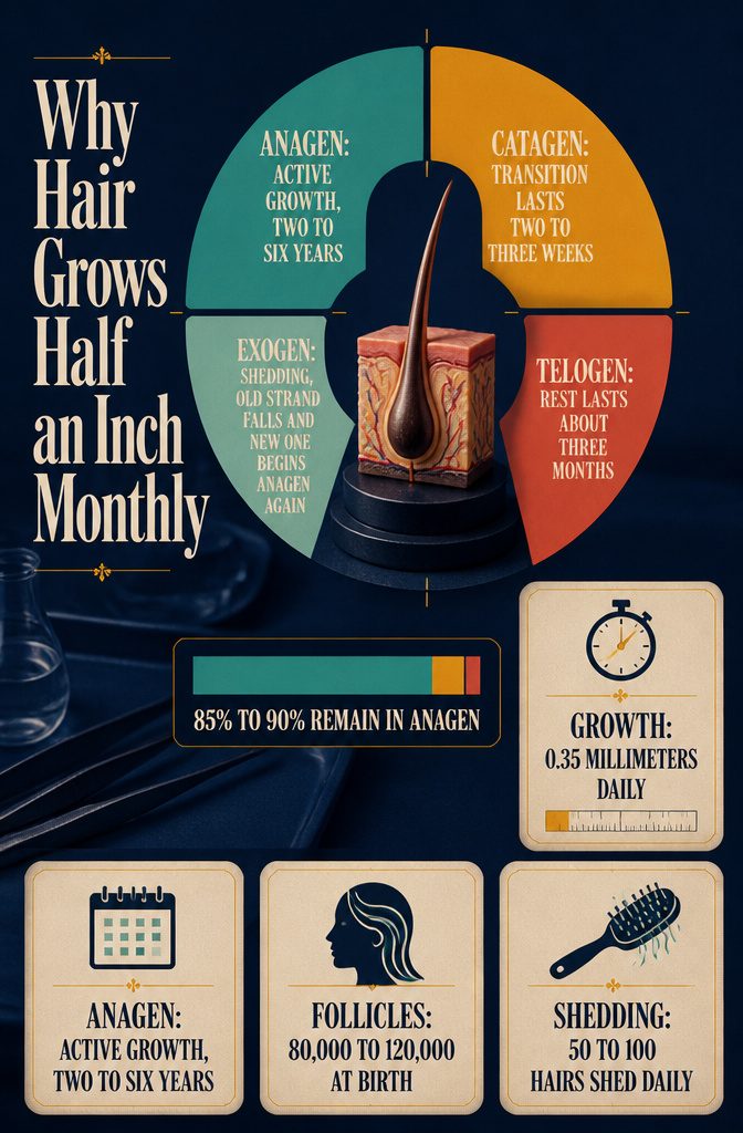 Beauty infographic showing the phases of the hair growth cycle