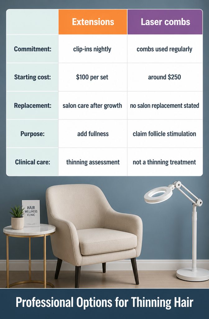 Beauty graphic listing options for thinning hair
