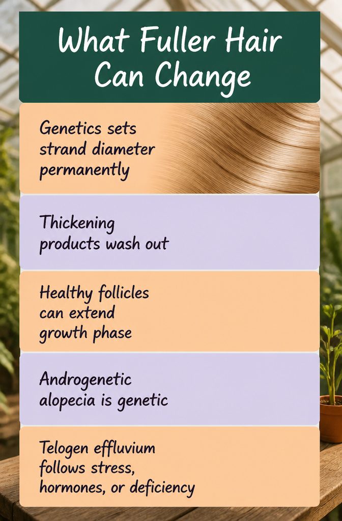 Beauty graphic about fuller hair and changes in hair growth