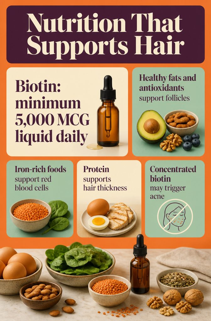 Beauty graphic about nutrition and hair health