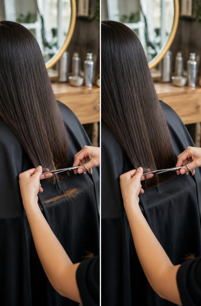 Hair ends being trimmed to remove split ends