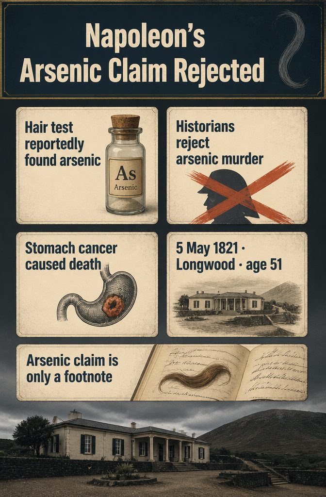 Information graphic titled Napoleon’s Arsenic Claim Rejected