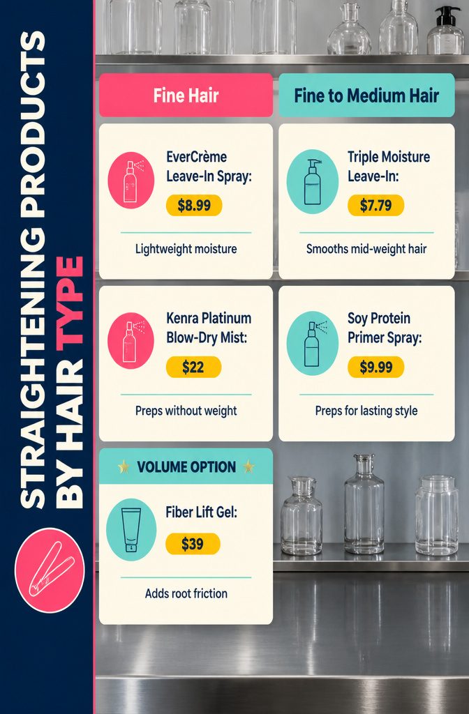 Hair product guide organized by hair type and styling needs