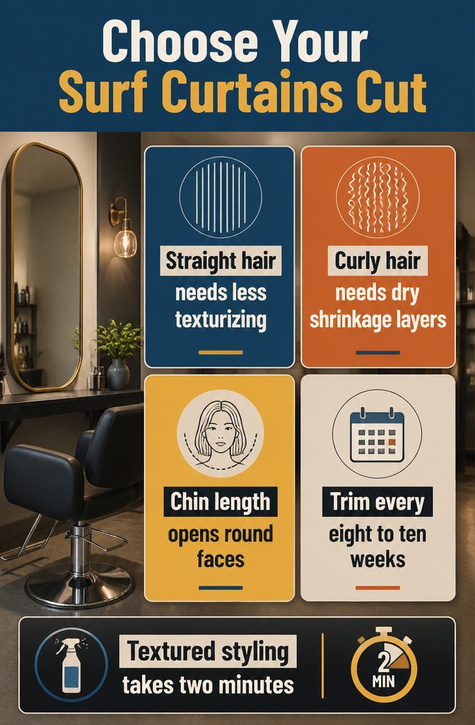 Hair texture and face shape guide for choosing a curtains haircut