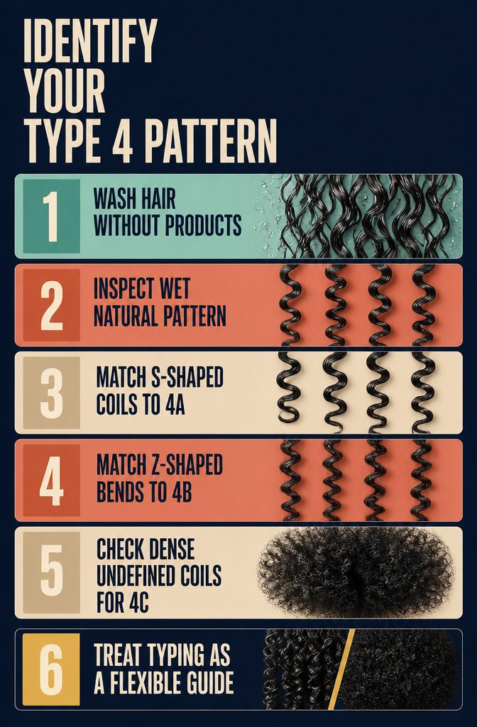 Beauty information graphic titled Identify Your Type 4 Pattern