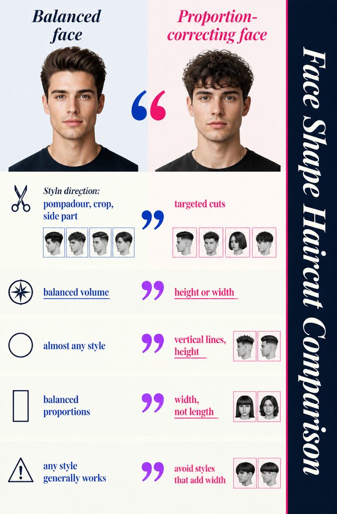 Face shape comparison chart with oval round square heart and diamond faces