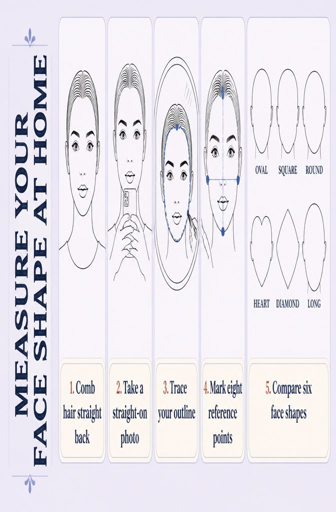 Face outline with forehead cheekbone jaw and chin measurement points