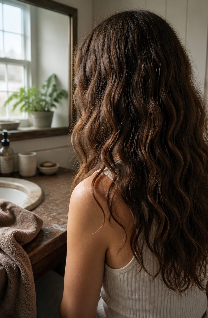 Natural hair shown in its curl pattern after air-drying